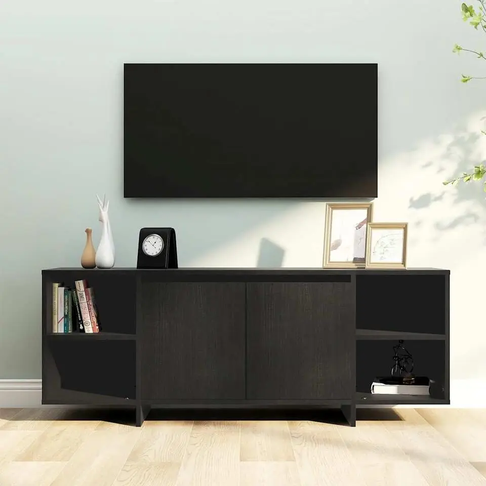 vidaXL - TV-meubel met 2 deuren - Zwart - Bewerkt hout - 130x35x50 cm