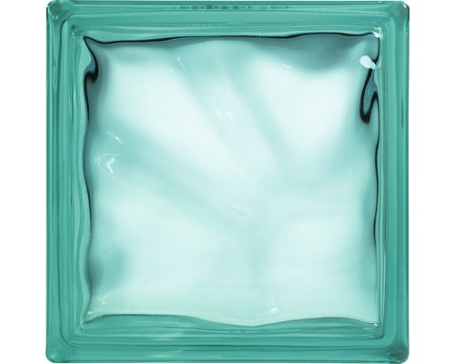 Glazen blokwolk turquoise 19 x 19 x 8 cm