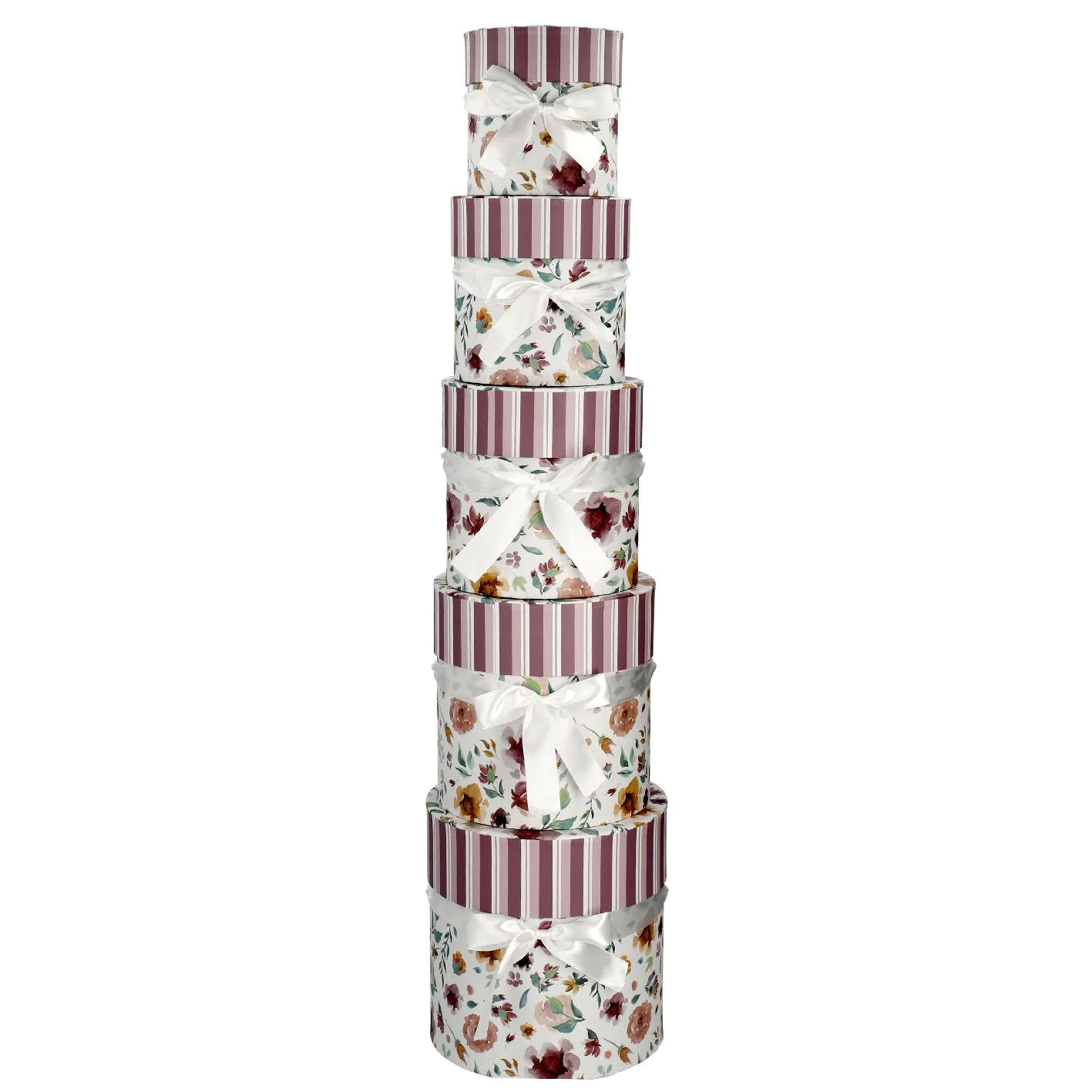 5er Set Geschenkkarton Floral/rund, lila