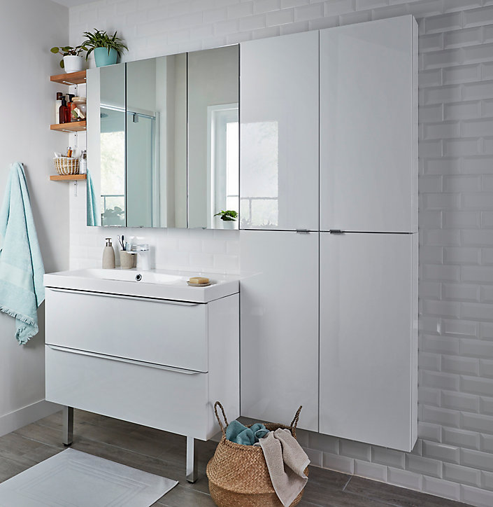 Meuble sous vasque à suspendre GoodHome Imandra blanc 100 cm