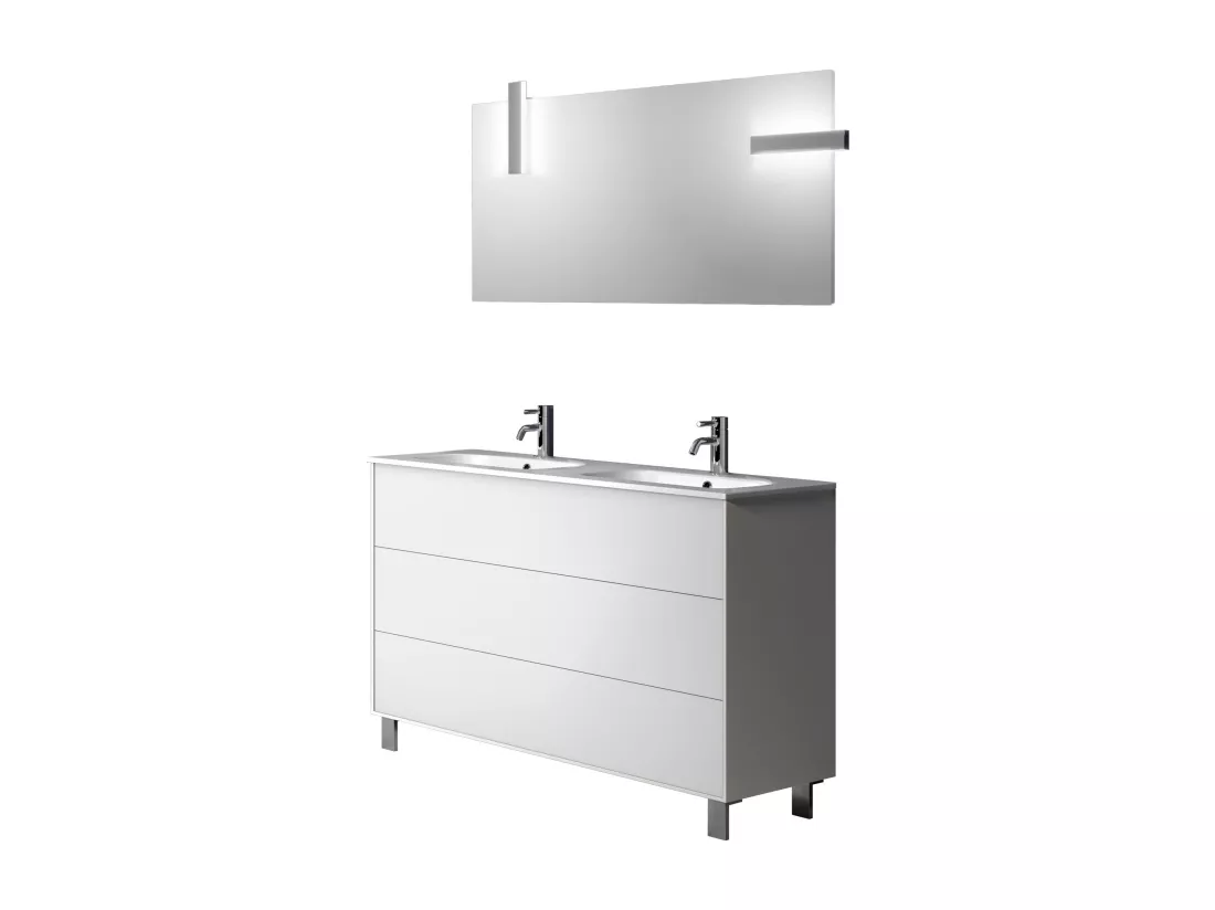 Ensemble de salle de bain double vasque 5 pièces IGEA blanc mat