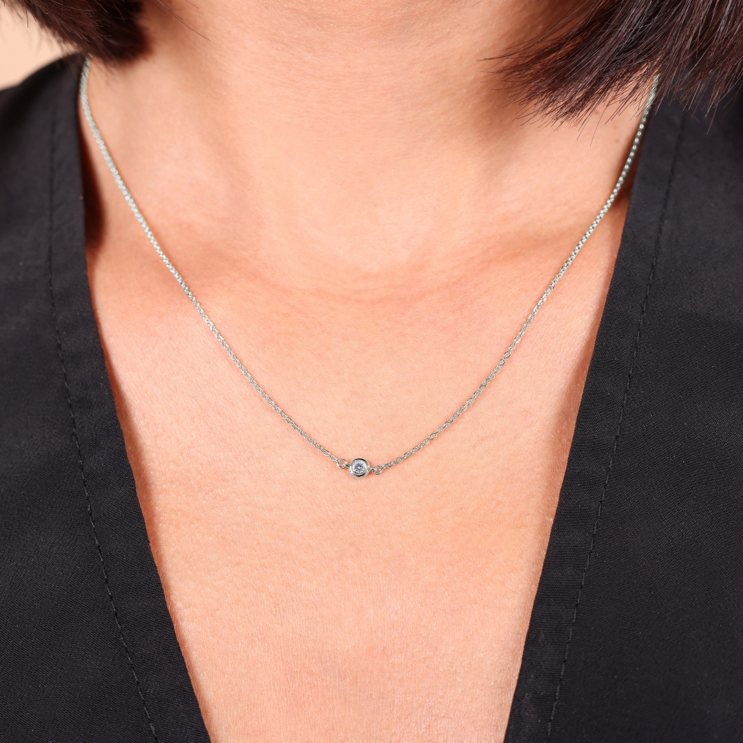 Collier mit Anhänger 750/18 K Weissgold mit Diamant 0.03 ct H/si by CHRISTIAN