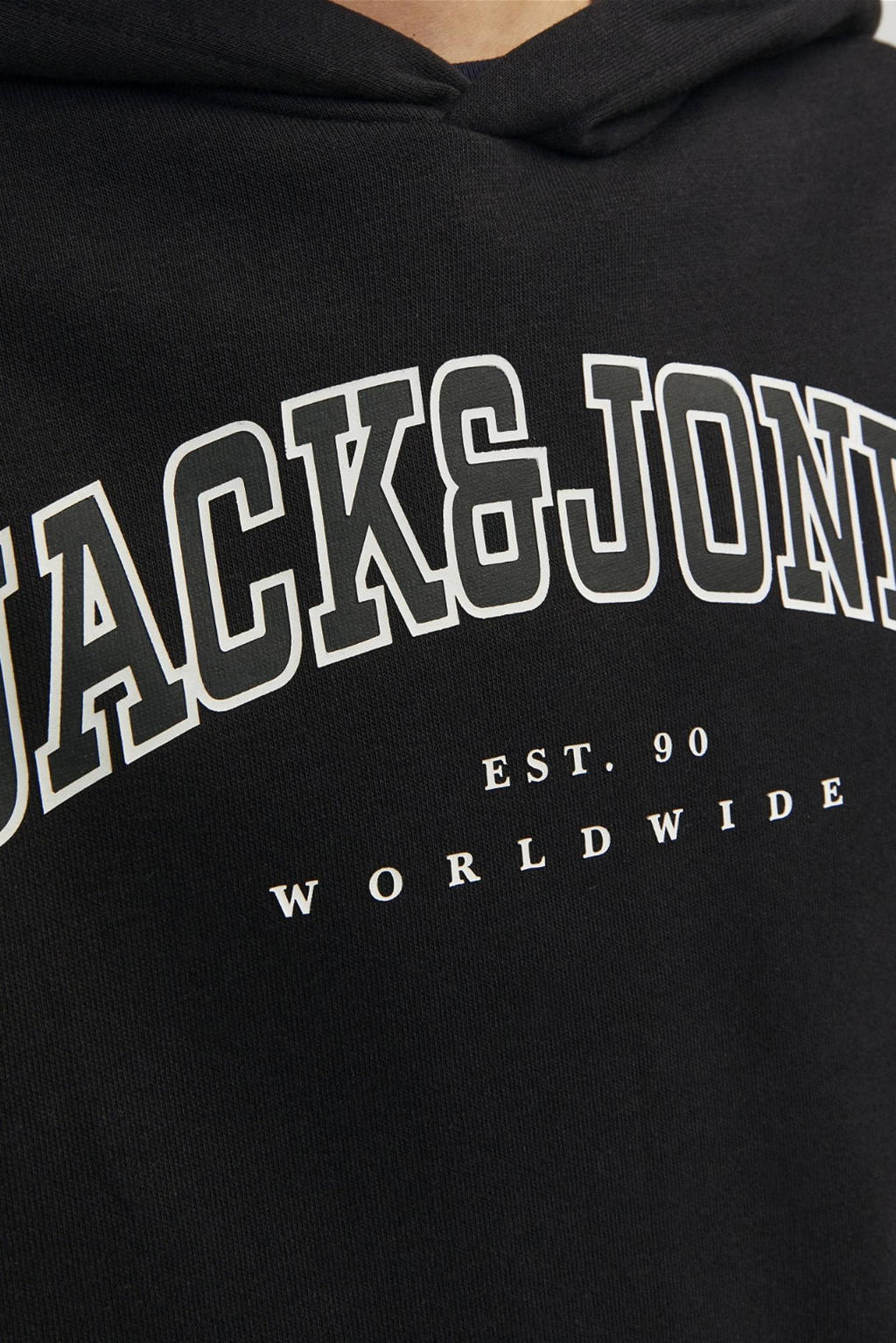 JACK & JONES hoodie JJECALEB VARSITY met logo zwart