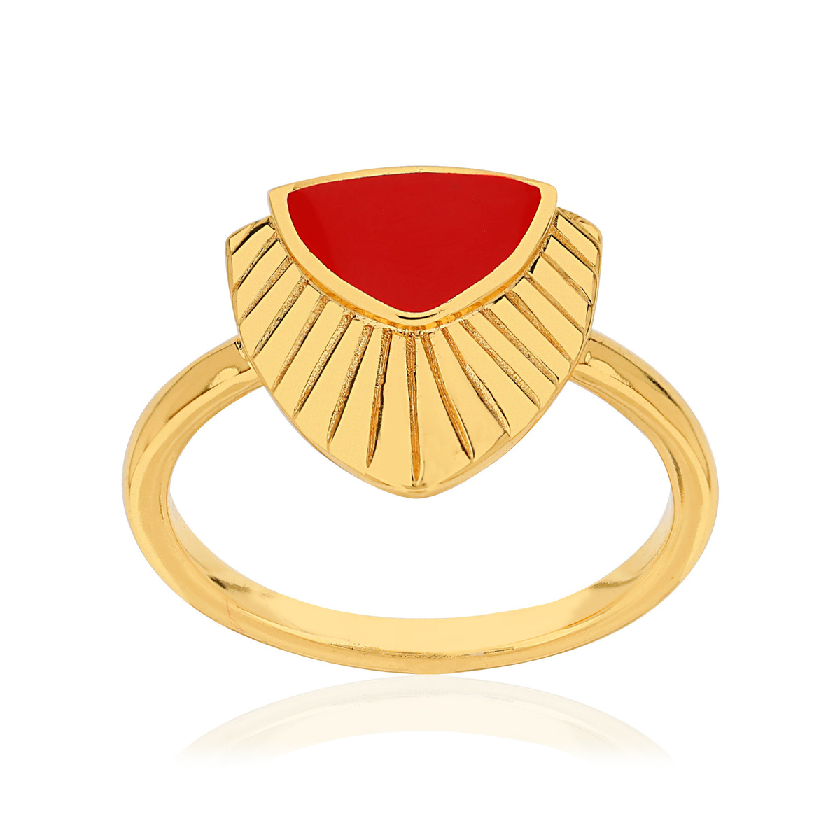 Bague MATY Dorée laque rouge