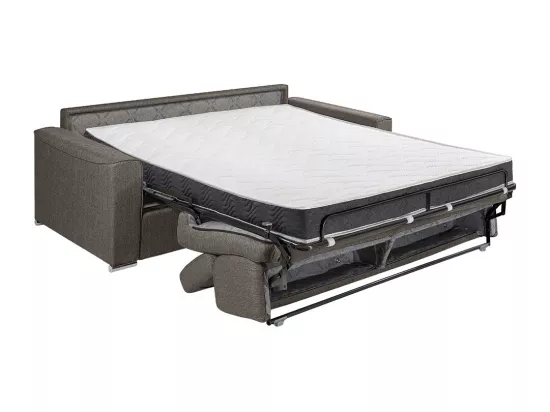 Canapé 2 places convertible express en tissu gris - couchage 120 cm - Matelas 16 cm mémoire de forme VIZIR