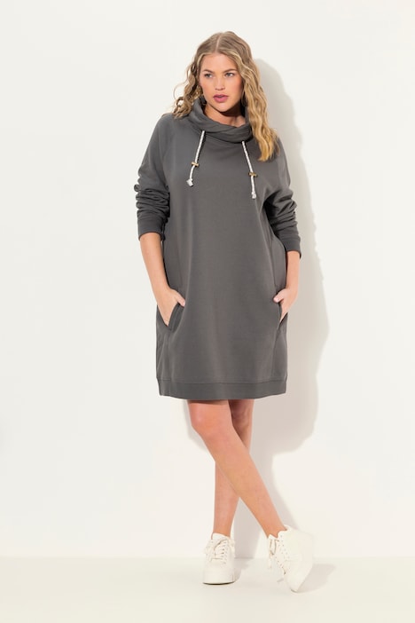 Sweatkleid, Stehkragen, Langarm, Taschen