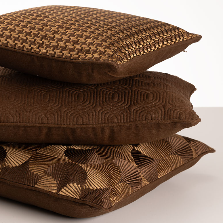 Sierkussen Richstitch linnen mocca macha 40x40 cm