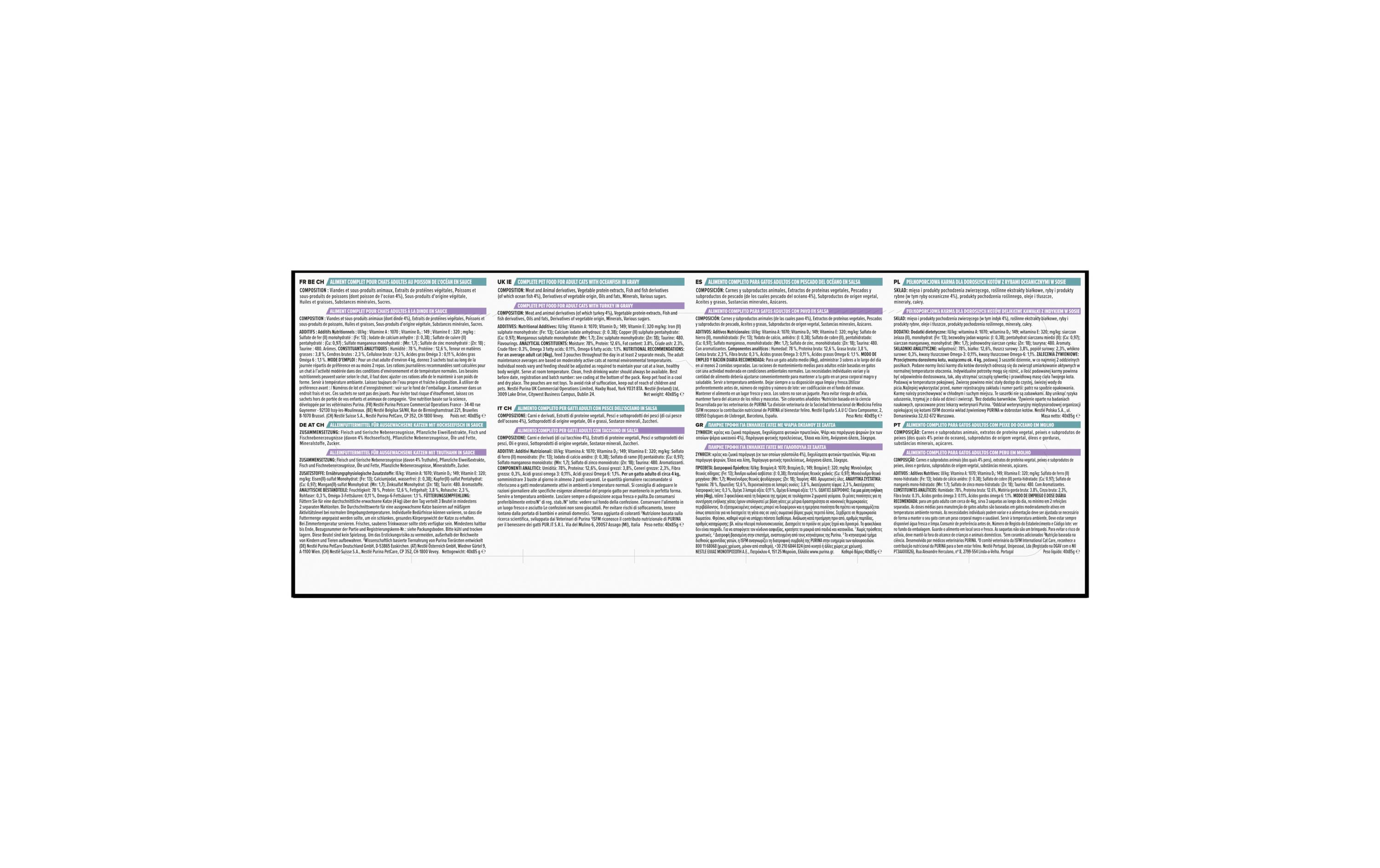 Nassfutter Sauce Hochseefisch und Truthahn 40 x 85 gAlleinfuttermittel für ausgewachsene Katzen