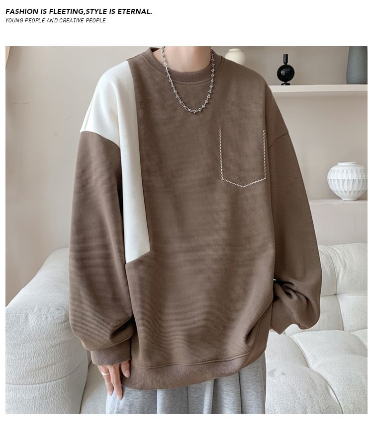 Savenne - Sweatshirt met ronde hals en twee kleuren