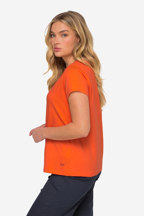 T-Shirt, kleiner Knoten Print, V-Ausschnitt, Halbarm, OEKO-TEX MIG