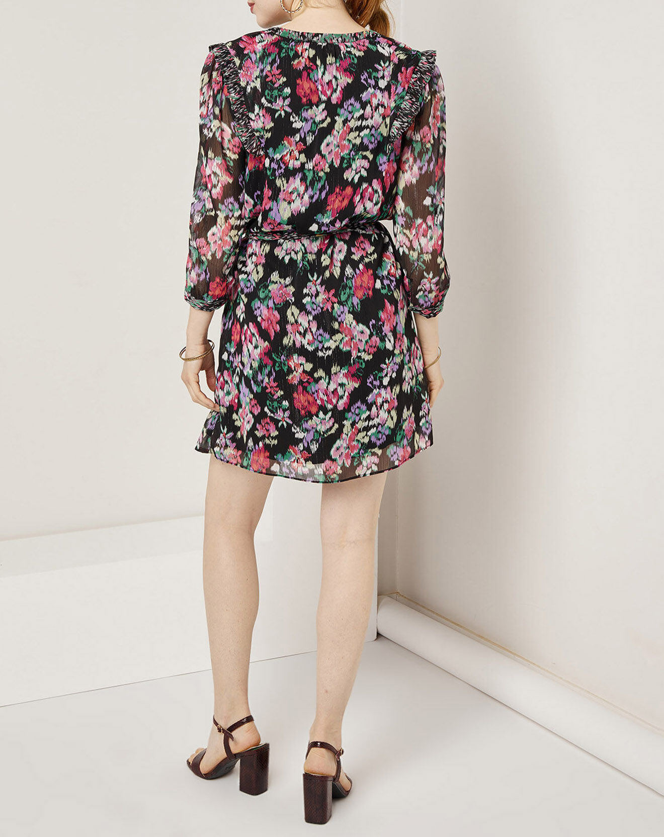 See u Soon Robe en voile Los Angeles imprimée noir/multicolore