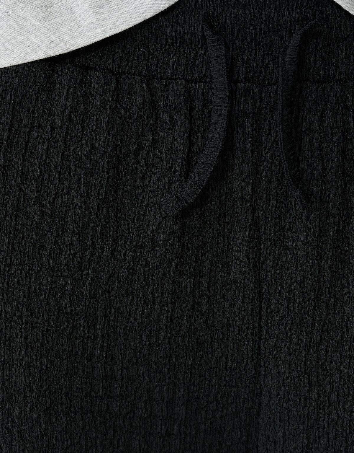 Crinkle Wide Leg Fit Broek Zwart
