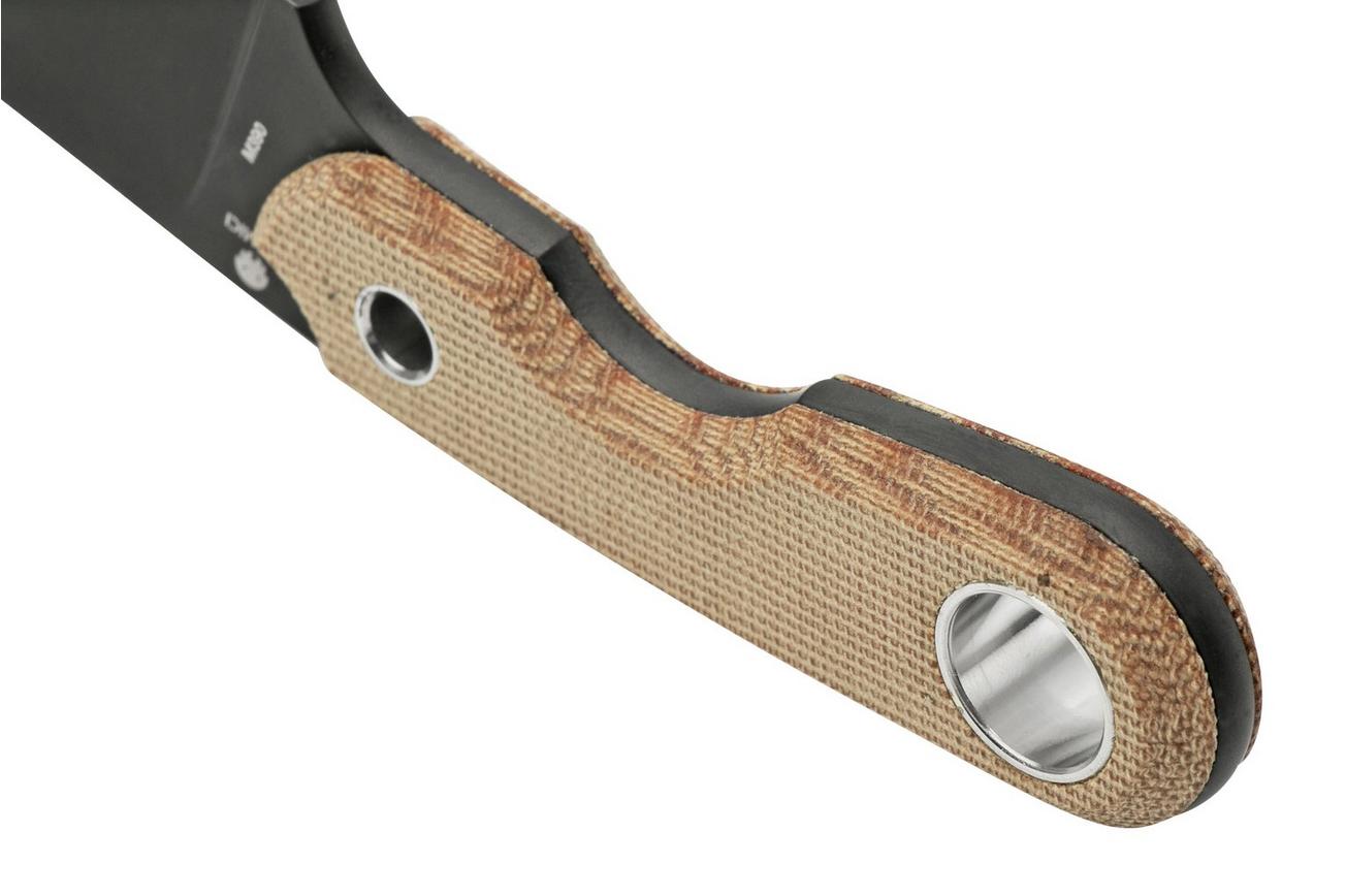 Viper Berus 1 VT4012DCN M390 PVD Black, Natural Canvas Micarta vaststaand mes, Rumici design