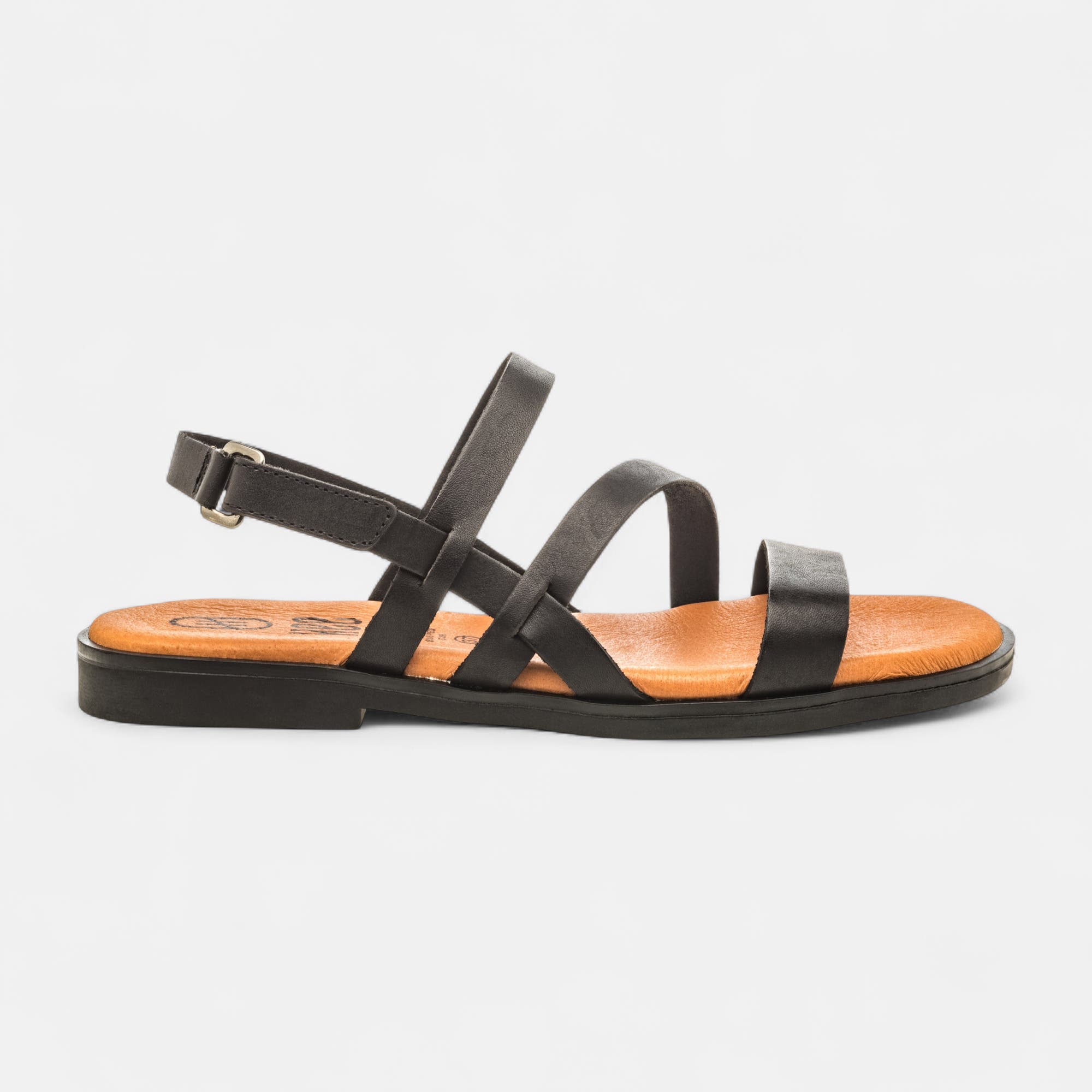 Nu-pieds Femme en cuir noir