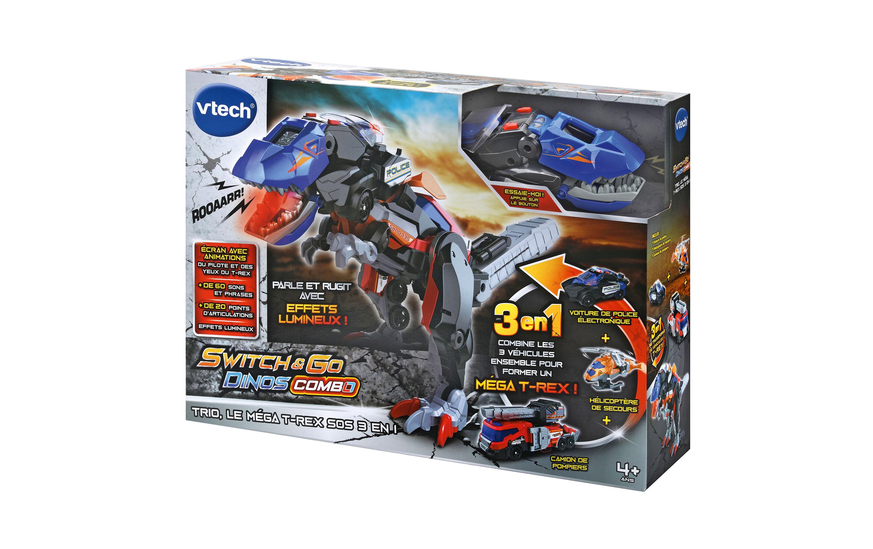 Switch & Go Dinos - Combo Trio le T-Rex SOS -FR-Verwandelbares Set in Dino- und Fahrzeugmodus