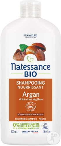 Natessance Bio Shampoing Nourrissant Argan Bio & Kératine Végétale Flacon 500ml