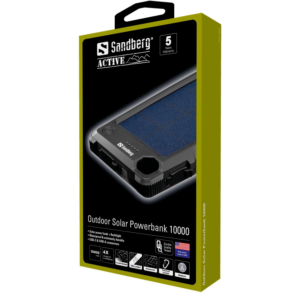 Sandberg 420-53 Outdoor Solar Powerbank schwarz 10000 mAh