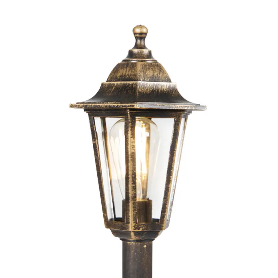 Qazqa staande buitenlampen new haven goudkleurig e27
