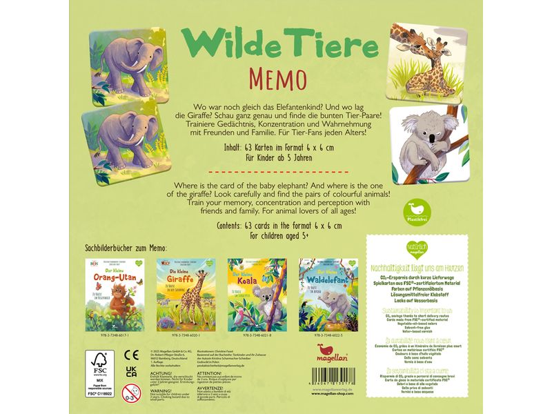 Carletto Kinderspiel Wilde Tiere – Memo (d) Merk- und Suchspiel