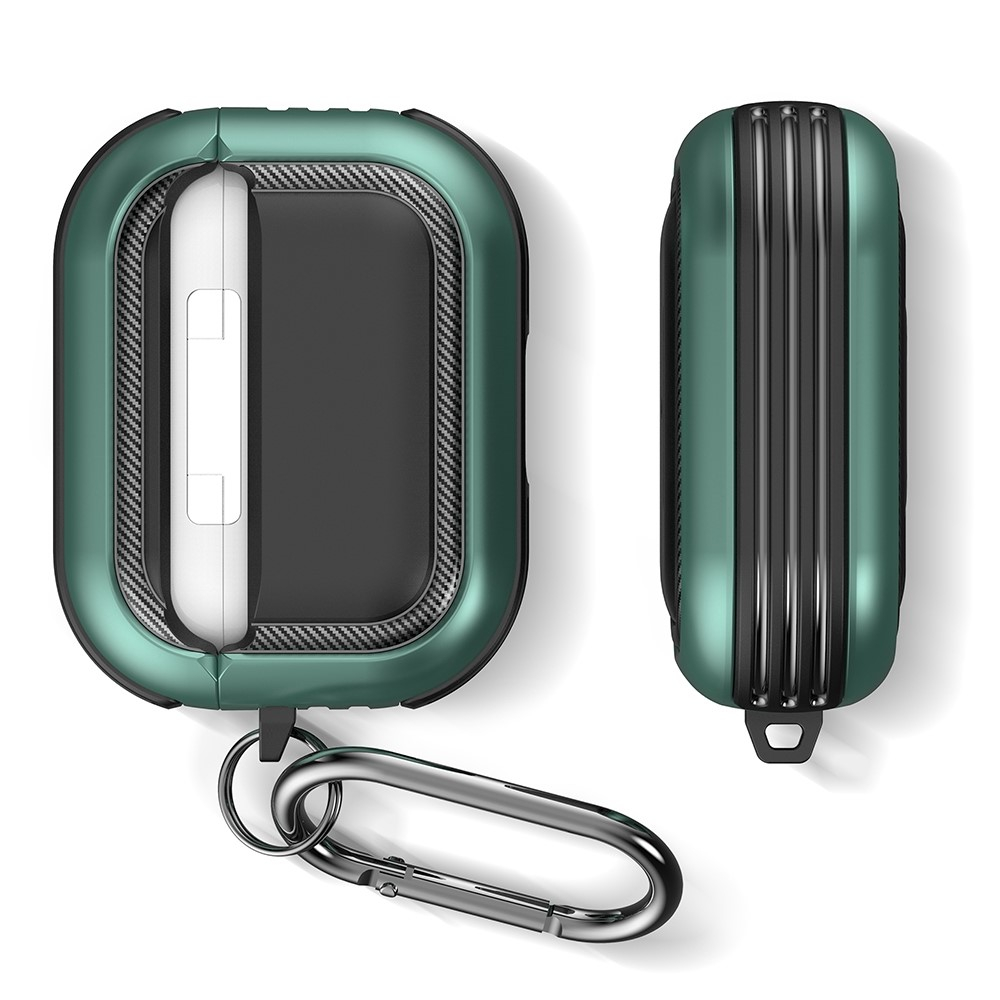 AirPods Pro Hybrid Hardcase Schutzhülle TPU Bumper mit Karabinerhaken - Schwarz / Weiss