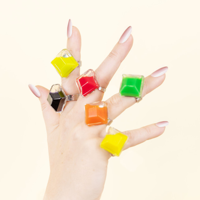 Bague en verre soufflé - Gaia Medium Milk