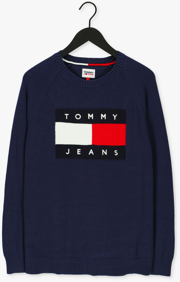 TOMMY JEANS donkerblauwe tommy jeans trui tjm regular flag sweater