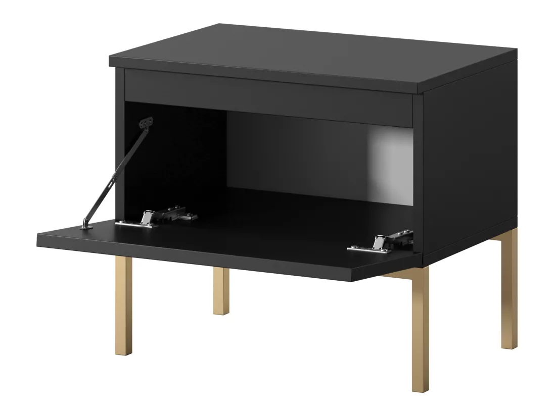 Table de chevet - noir avec pieds dorés - BEMMI