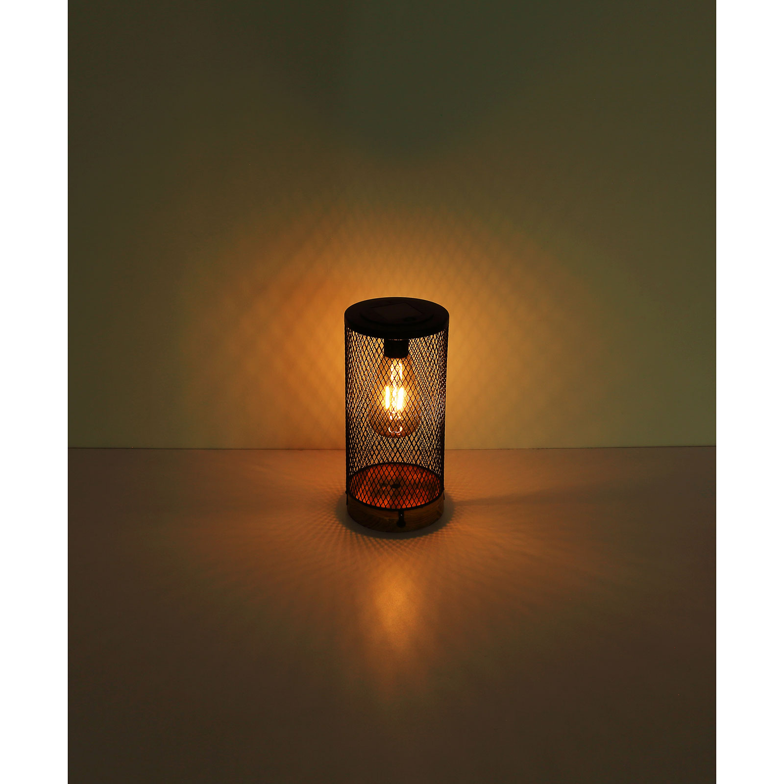 LED-Solarleuchte - schwarz-Holzoptik - Ø 12 cm