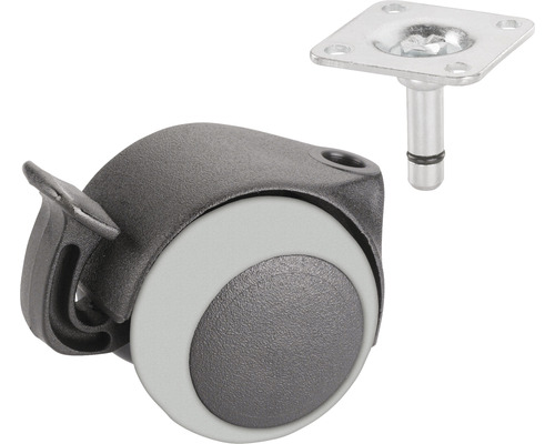 Tarrox transportmaterieel dubbele wielen, vergrendelbaar, tot 40 kg, 50 x 64 mm