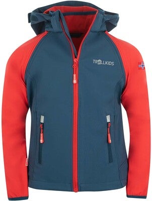 Trollkids Rondane Softshelljakke, Bright Red/Mystic Blue