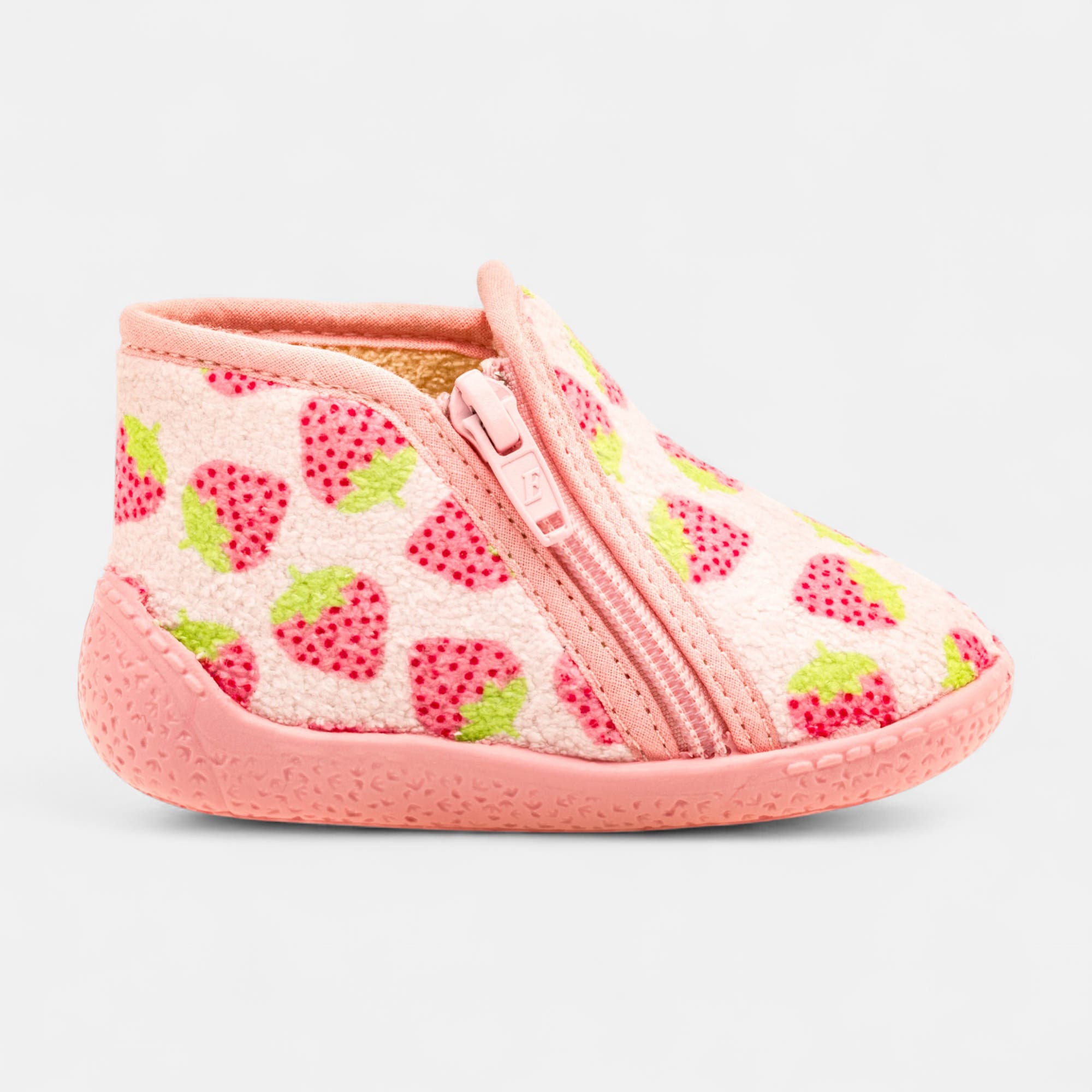 Pantoufles botillons zippés Bébé fille rose