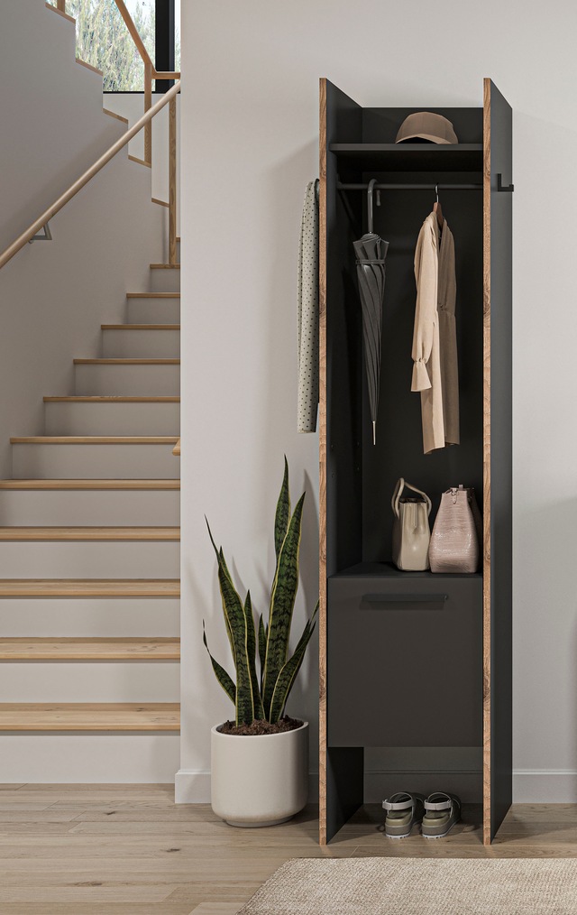 INOSIGN Garderobenschrank »MUSTA, Breite: 42cm, inkl. Kleiderstange, 2 Haken, 1 Tür« Dielenschrank, Flurschrank, Schrank, Universalschrank, Sitzbank