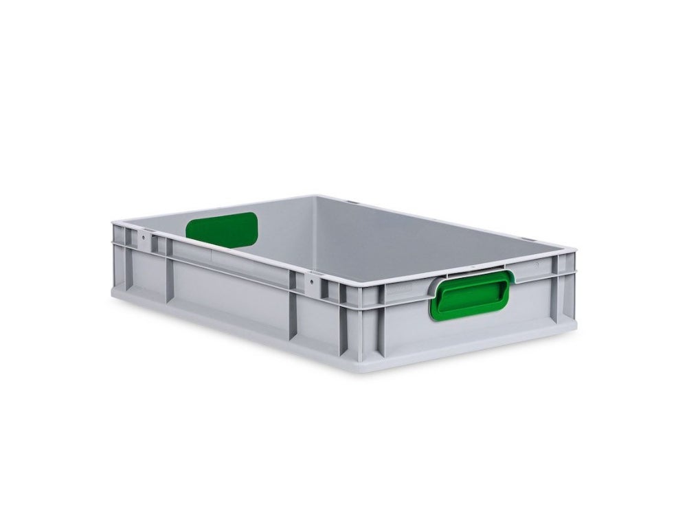 PROREGAL Eurobox Nextgen Kleur HxBxD 12 x 40 x 60 cm 23 Liter Handgrepen Groen Gesloten Gladde Bodem Euro Container Transportbox