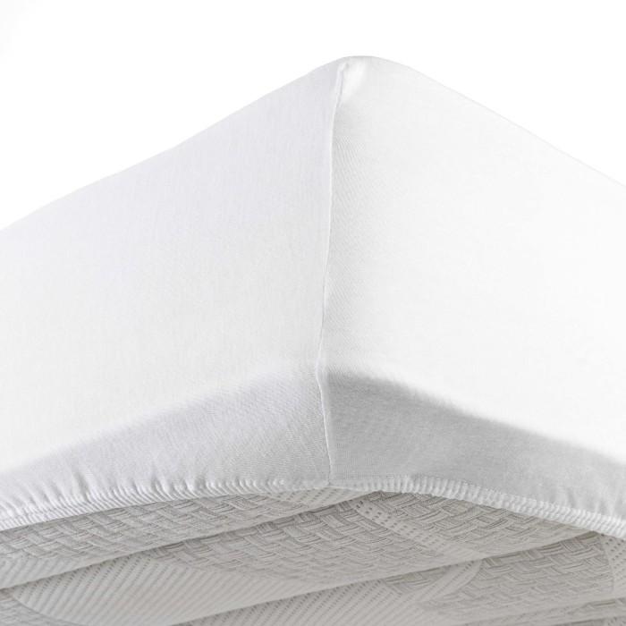 DRAP HOUSSE 1 PERSONNE 90X190CM JERSEY UNI BLANC