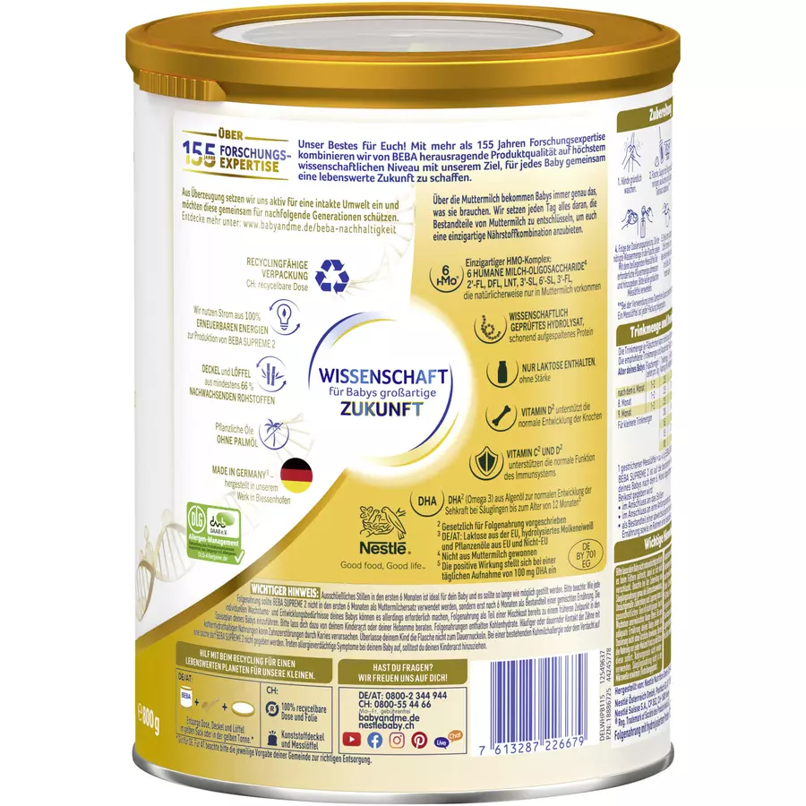Nestlé BEBA SUPREME 2 Folgemilch 800g nach dem 6. Monat