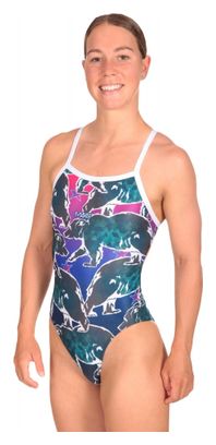 Maillot de Bain Femme Mako Aumakua Grizzly bear Bleu / Violet
