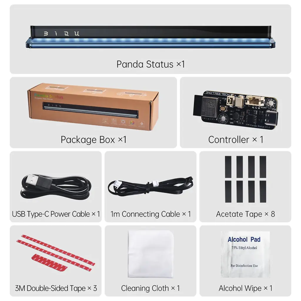 BIQU  Panda Status LED Kit, Bambu Lab X1/P1/A1    Intelligente LED Statusanzeige für deinen Bambu Lab Drucker