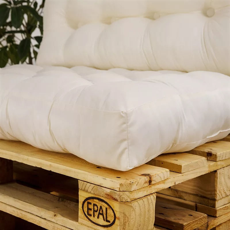 (120x80x12cm) Paletten Kissen Gepolsterte Lounge Sitzauflage mit Rückenlehne - Beige