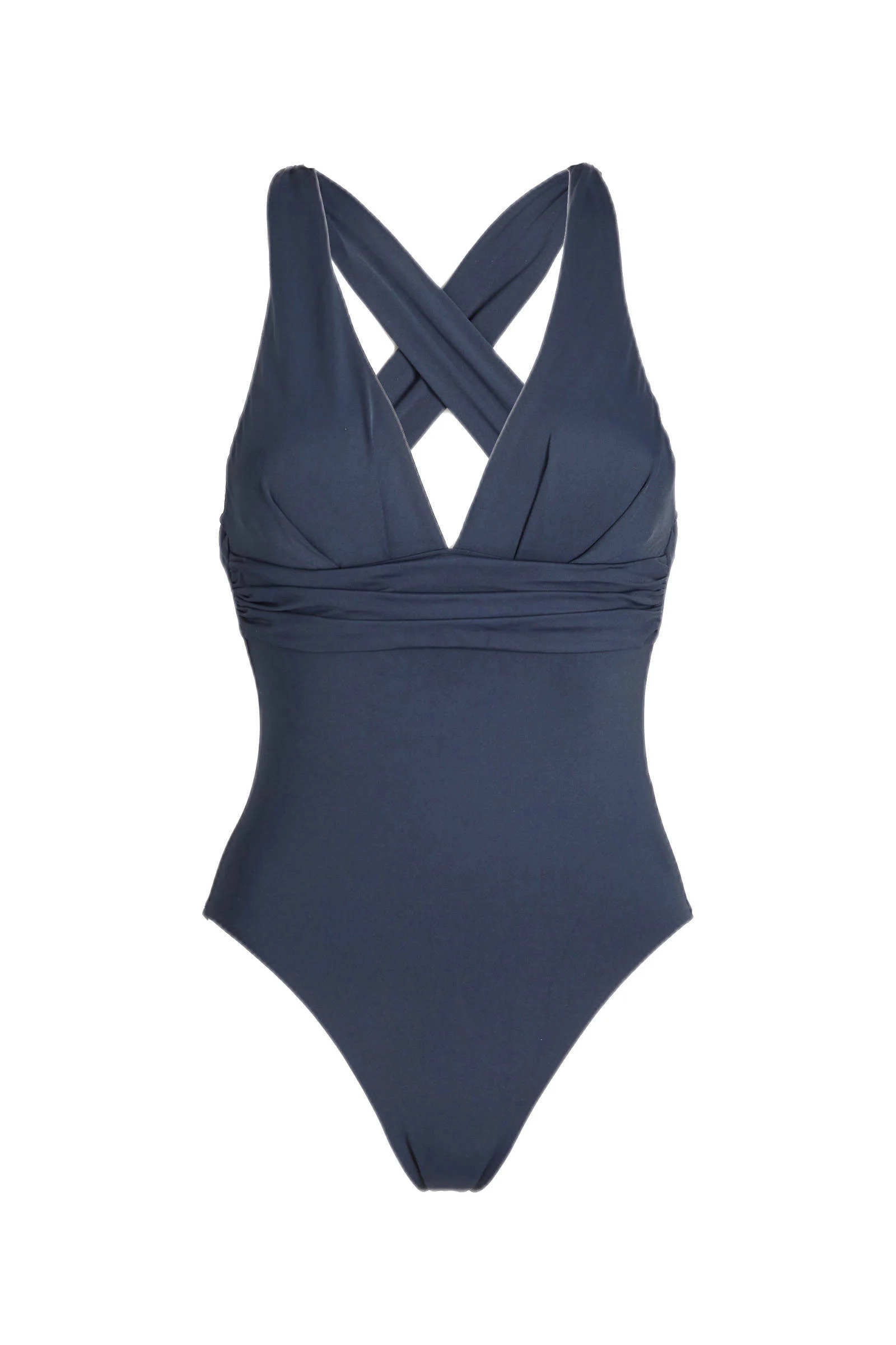 Seafolly badpak met diepe V-hals donkerblauw