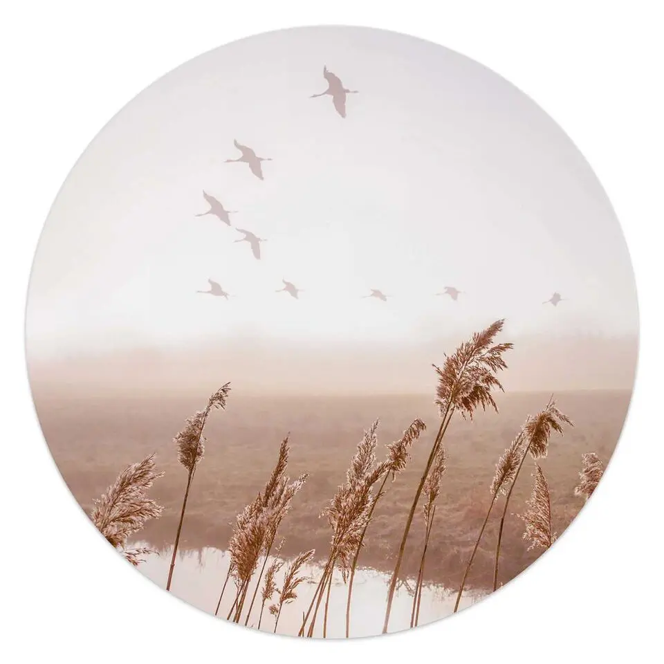 Schilderij Horizon - Ø 50cm - Beige