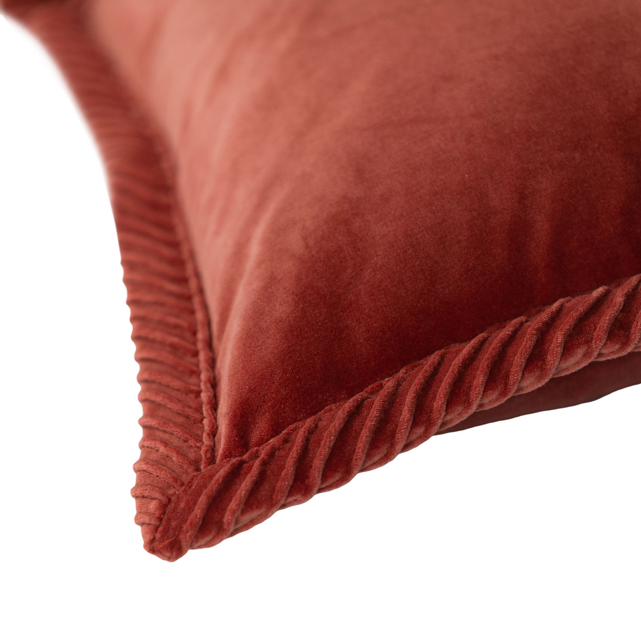 Sierkussen velours Tucked border orangered 50x50 cm