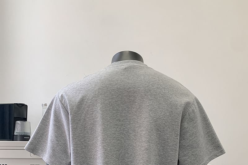 Mimiyox - Effen T-shirt met korte mouwen en ronde hals