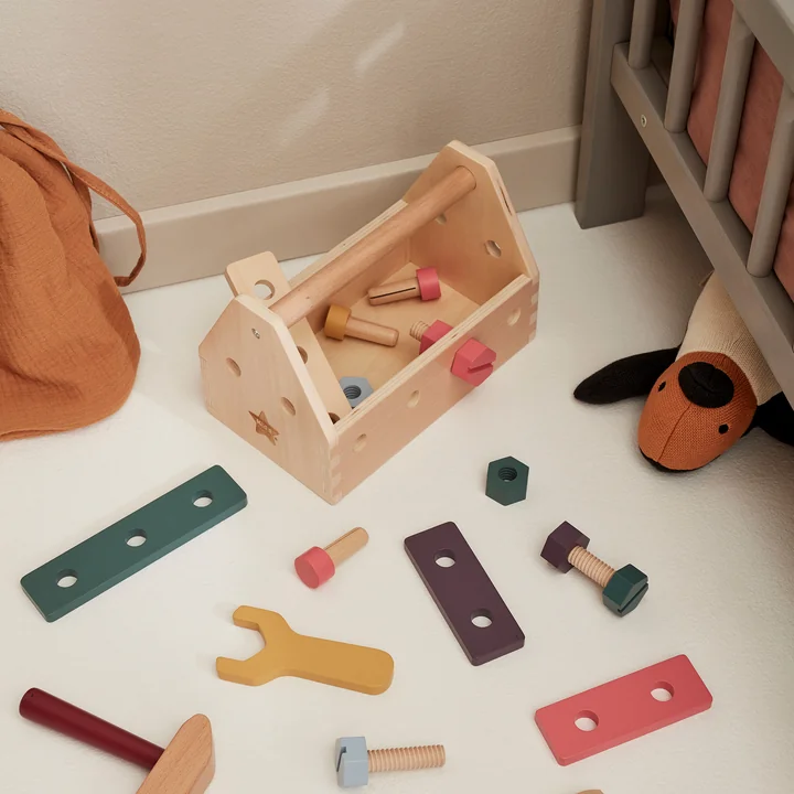 Kids Concept - Kid's Hub Werkzeugkiste mit Zubehör, bunt (21er-Set)