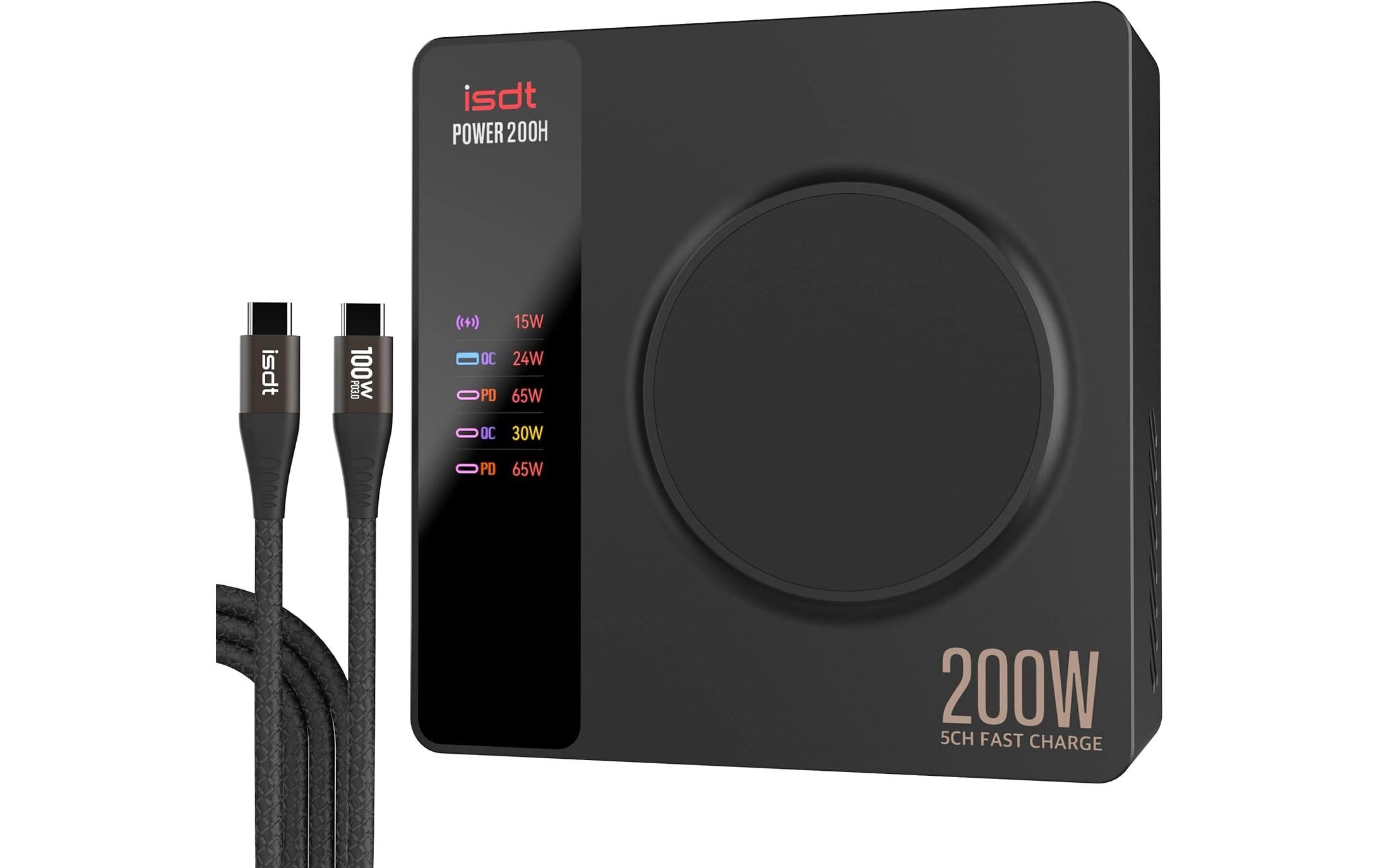Ladegerät Power 200 H USB-C PD3.0 100W<br>Netzteil / Ladegerät mit 3x USB-C, 1x USB-A und Wireless Ladefläche