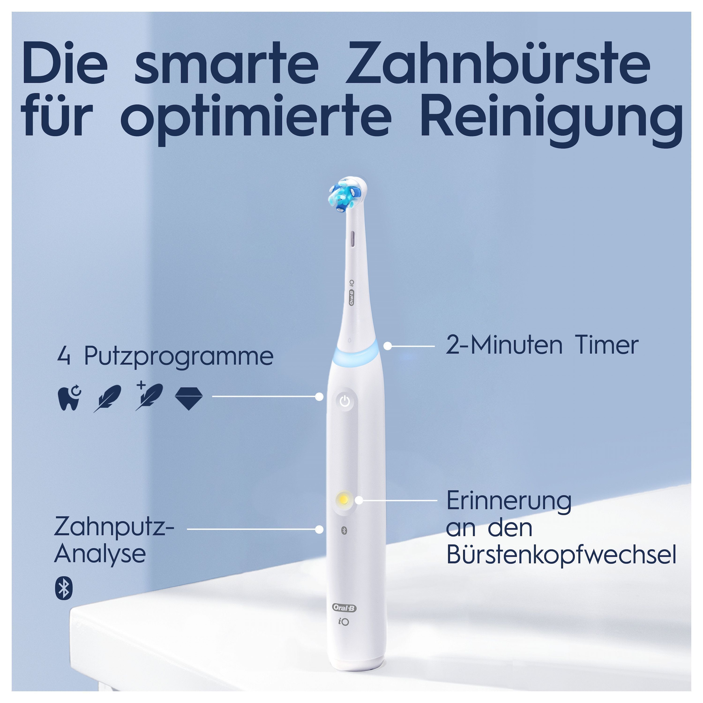 Oral-B Elektrische Zahnbürste »iO 4« 1 Stk. Aufsteckbürsten mit Magnet-Technologie, 4 Putzmodi, Reiseetui