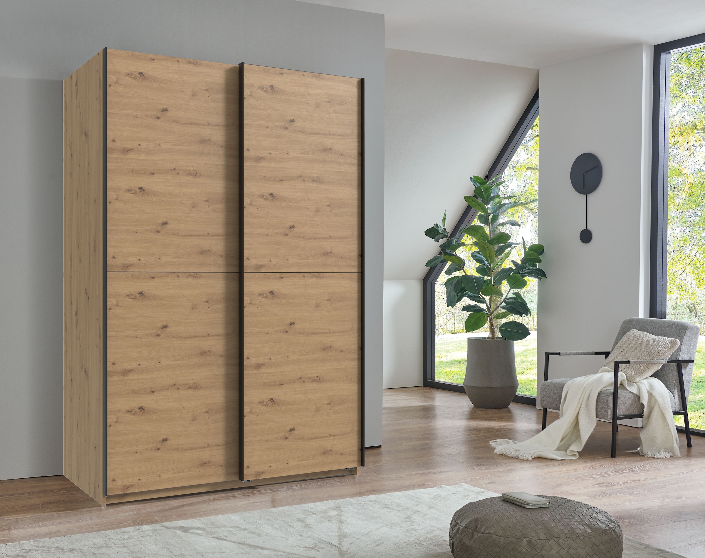 Wimex Kleiderschrank »Mugano, B/T/H 135 oder 180/65/198cm, Made in Germany« wähle Deine Ausstattung: Basic oder Premium!,  2 Schwebetüren mit oder ohne Spiegel, Metallgriffe