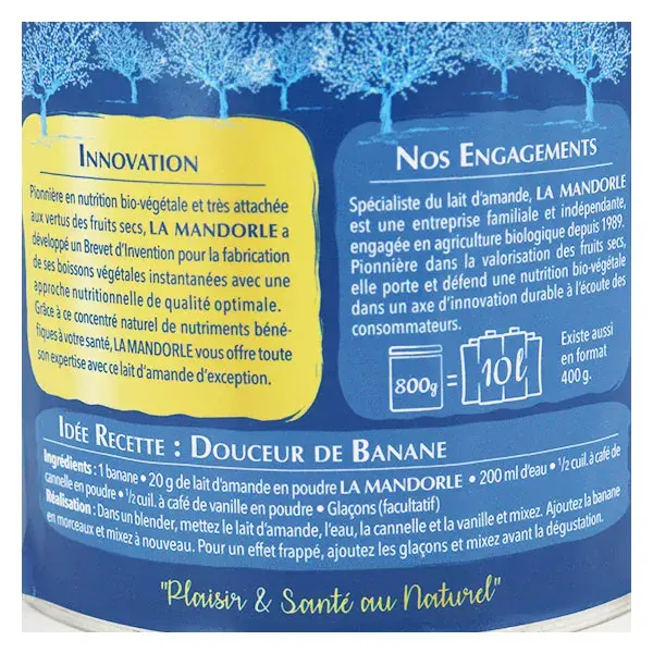 La Mandorle Bebida Instantânea em Pó Orgânico Omega Leite de Amêndoa 800g