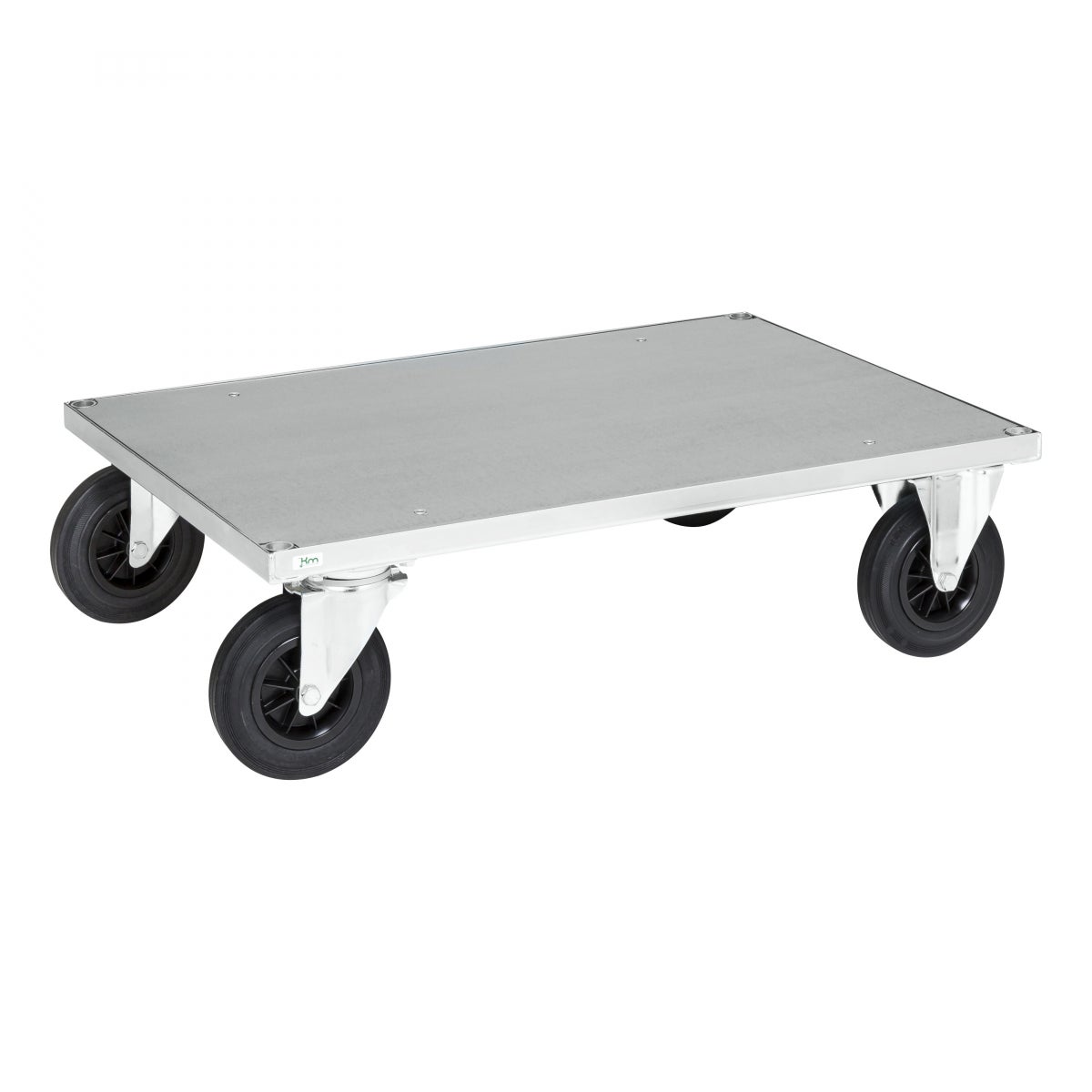 Kongamek platformwagen, gegalvaniseerd, met laadvlak 1000x700x260mm, rubberen banden, zonder remmen