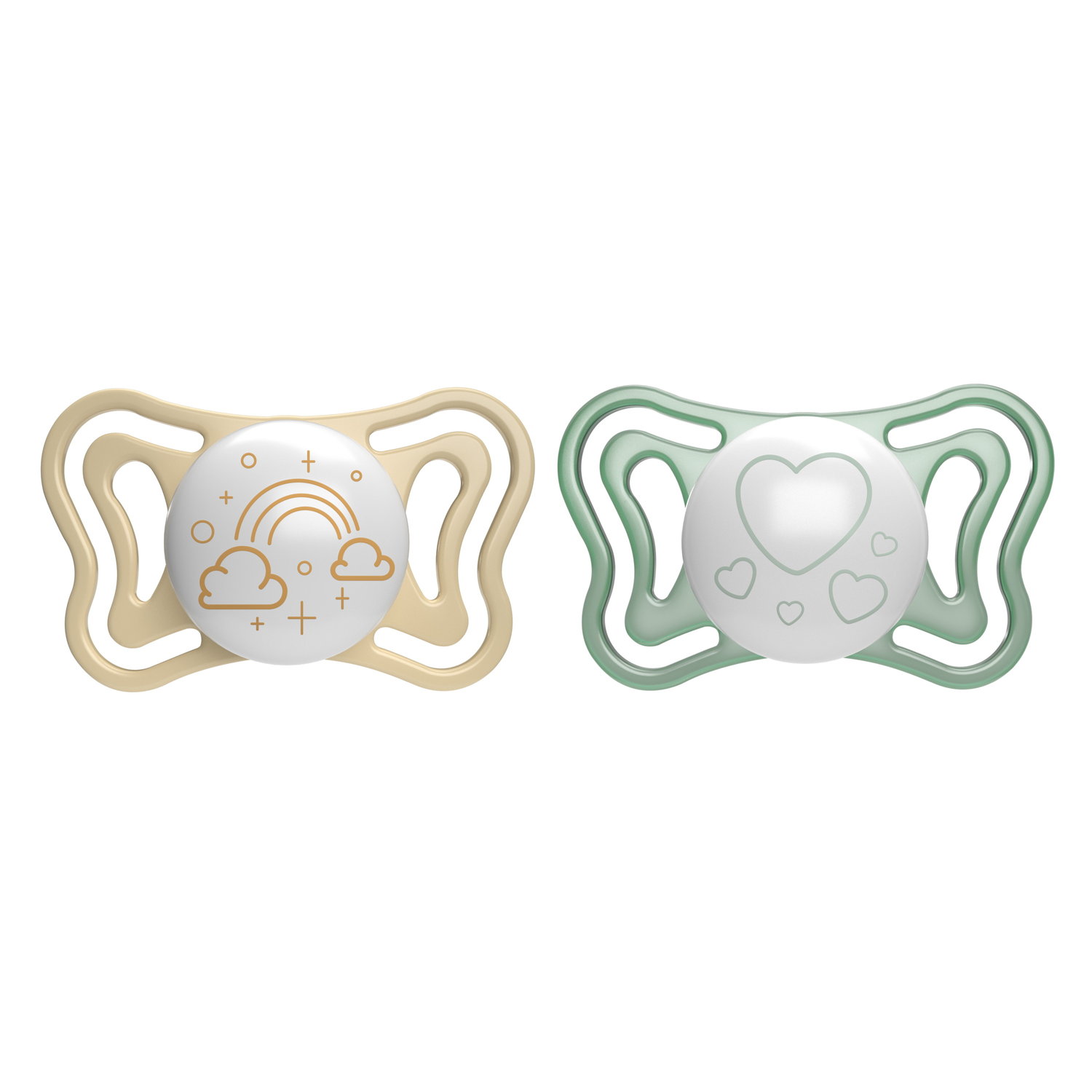 CHICCO Physiologischer Beruhigungssauger PHYSIO FORMA LIGHT Silikon GLOWING NEUTRAL 2-6m 2 Stk