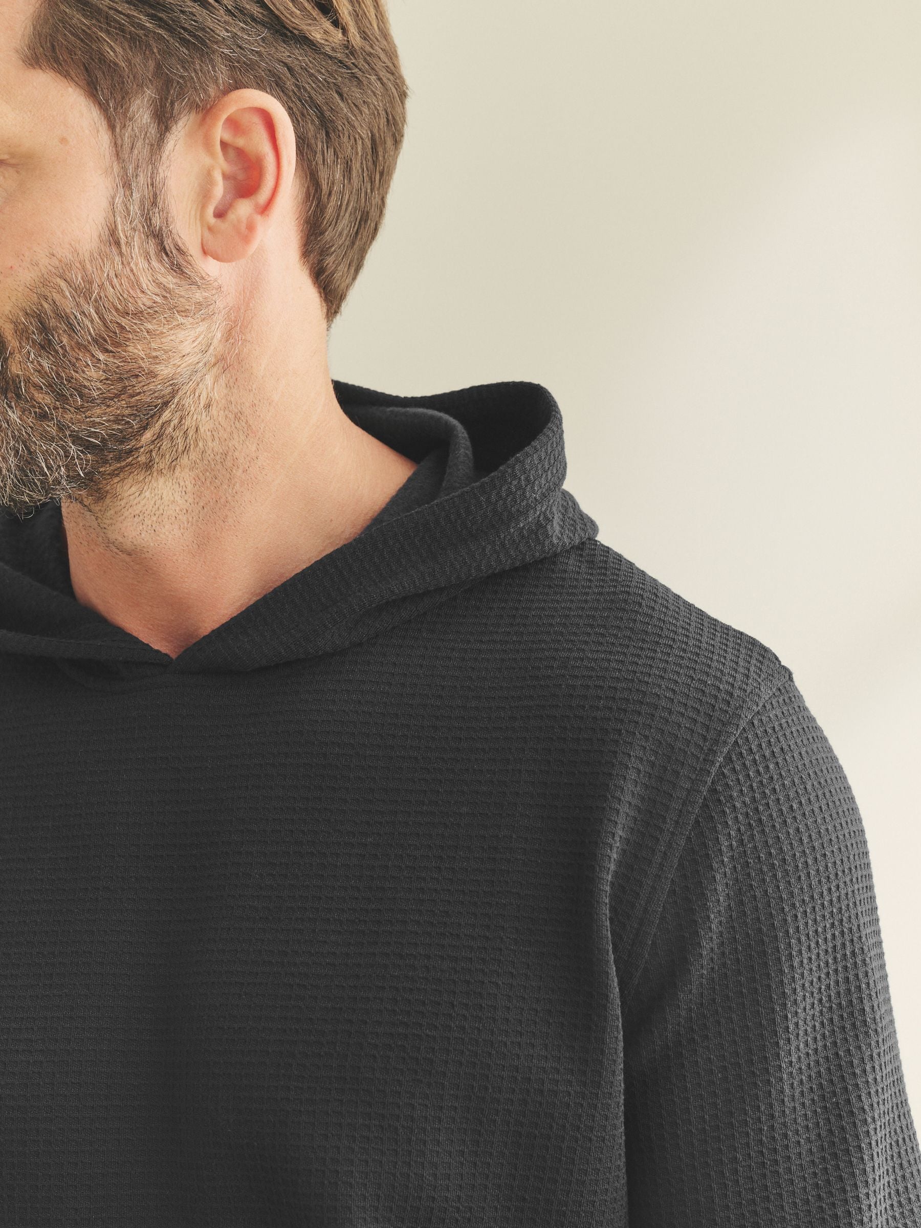 Zwart - Zachte Wafelstof Pyjama's Set met Hoodie